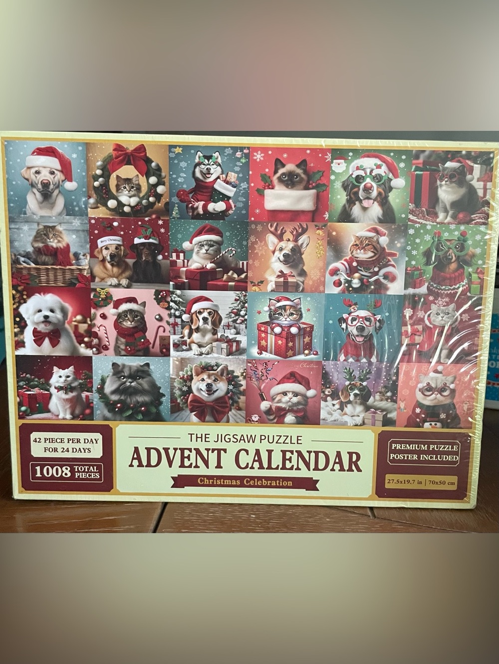 Advent Calendar Jigsaw Puzzle Christmas Celebration Dog Cat